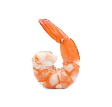 beyaz bir arka plan üzerinde karides izole, yakın çekim.