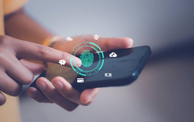 Sanal ekran, Dijital dönüşüm değişim yönetimi üzerinde Sanal Korunma Veri Güvenliği İnternet Gizliliği Teknoloji Konsepti.