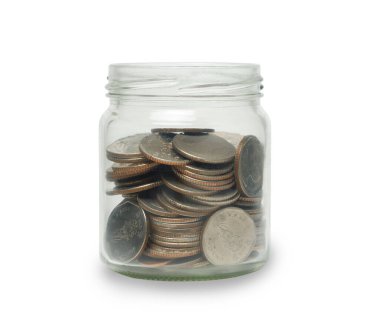 Cam kavanozdaki madeni para, Finansal Varlıklar Miras Büyüme ve Yatırım. Yatırım, gelir, maaş, nakit akışı, para birimi. Mali, Tasarruf.