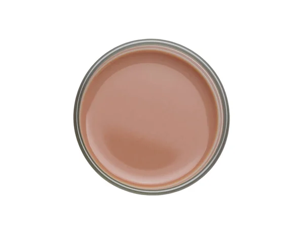 Chokladmjölk Glas Isolerad Vit Bakgrund Med Klippväg Ovanifrån — Stockfoto
