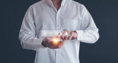 Müşteri destek hattı bizimle bağlantıya geçin. Telefon, adres, Sohbet mesajı simgeleri.