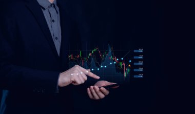  Borsa Yatırım Fonları ve Dijital Varlıklar. Forex ticaret grafiği finansal verileri analiz ediliyor. iş finans teknolojisi ve yatırım kavramı. 