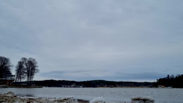 Viking Glory Sailing Narrow Archipelago Turku Finland Winter High Quality — Αρχείο Βίντεο