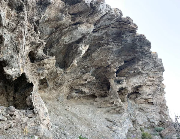Formação Rochosa Camadas Naturais Dramáticas Parede Pedra Erodida Por Água — Fotografia de Stock