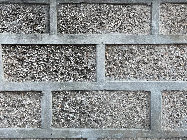 Ściana Zewnętrzna Wykonana Betonowych Klocków Budowlanych Odsłoniętymi Kruszywami Kamiennymi Zbliżenie — Zdjęcie stockowe