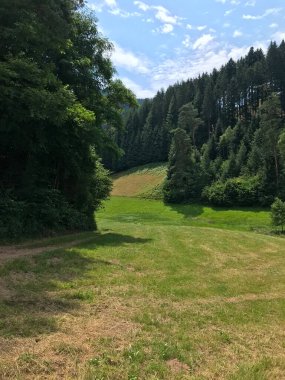 Almanya 'da bir yerlerde resmedilmiş doğa. Güzel dağlar ve açık gökyüzü. Şaşırtıcı doğa..
