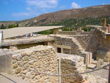 Girit, Yunanistan, 15 Eylül 2023, Antik Binanın Tarihi Kalıntıları Knossos, Heraklion, Girit Adası 'nda
