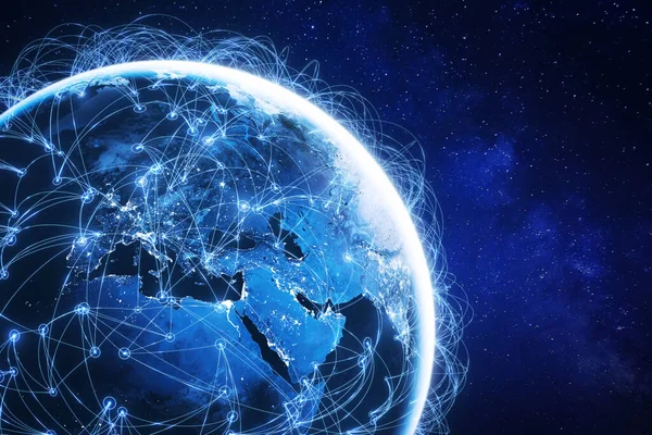 Internet Technologie Met Wereldwijd Communicatienetwerk Verbonden Hele Wereld Voor Iot — Stockfoto