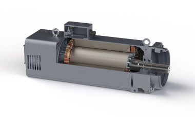 Spindle drive motor section view 3D rendering