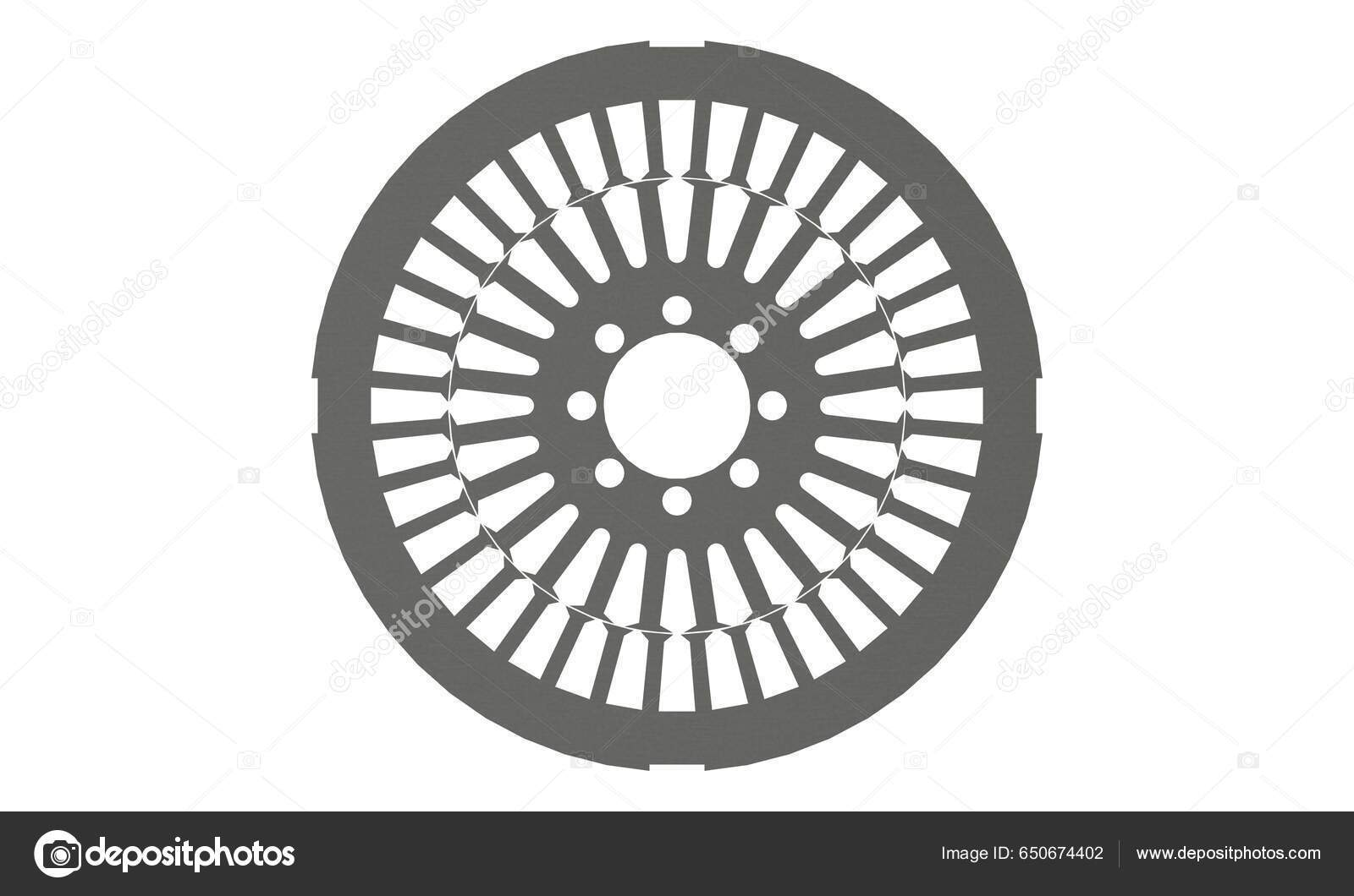 Electric motor, 3D rendering black and white isolated on white Stock  Illustration