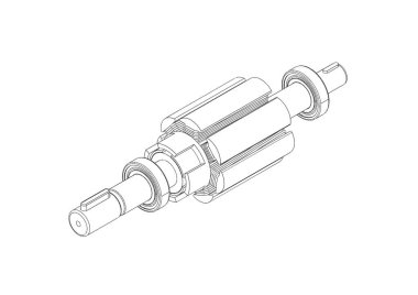 Beyaz arkaplanda izole edilmiş elektrik motoru için pervane 3B görüntüleme