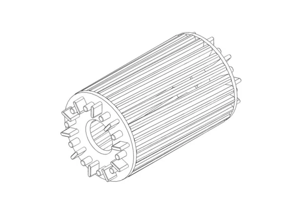 Jaula Aluminio Del Rotor Para Representación Del Motor Eléctrico — Foto de Stock