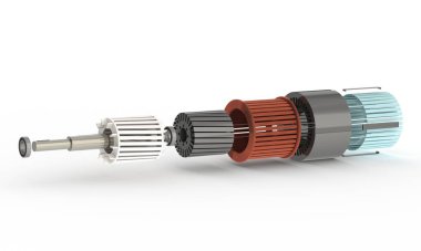 Stator ve Rotor elektrikli motor, 3D görüntüleme için patlama görüntüsü sunumu