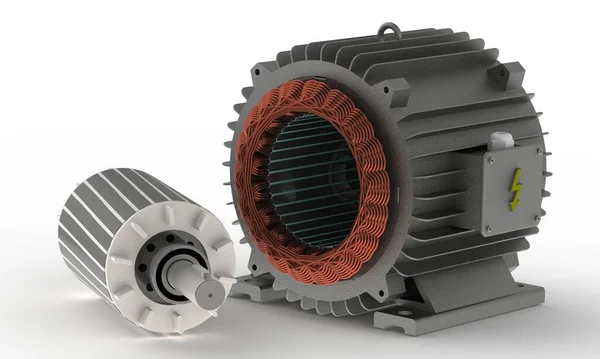 Motor Elétrico Estator Visão Isométrica Rotor — Fotografia de Stock