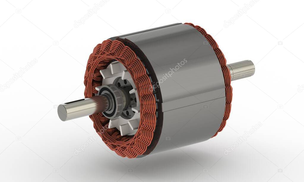 Presentación del estator y del rotor usada en motor eléctrico asíncrono