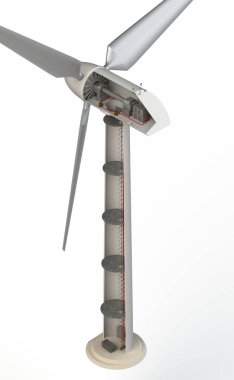 Bölüm görünümünde yel değirmeni beyaz üzerine izole