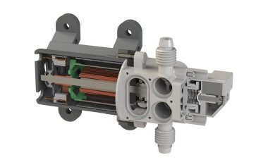 Diyafram pompası motor 3D görüntüleme bölümü beyaz üzerine