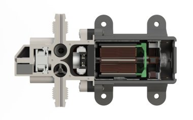 Motor 3D illüstrasyon bölümü görünümlü diyafram pompası