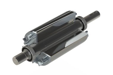 Elektrik motoru, bölüm görünümü için rotor, beyaz arkaplanda izole edilmiş 3D görüntüleme