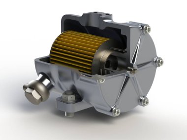 Araç yakıtı filtresi bölümü 3D görüntüleme