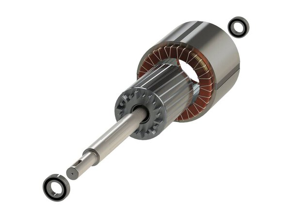 Запасные части для электродвигателя, 3d рендеринг изолированный на белом фоне