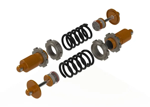 Car Shock Absorber Section View Rendering — Stock Photo, Image