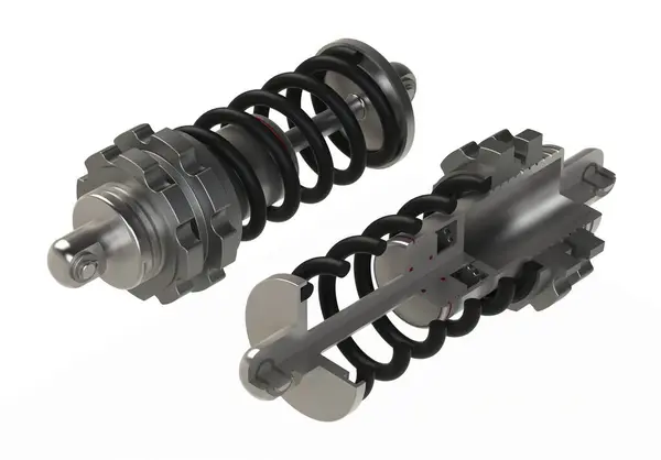 Car Shock Absorber Section View Rendering — Stock Photo, Image