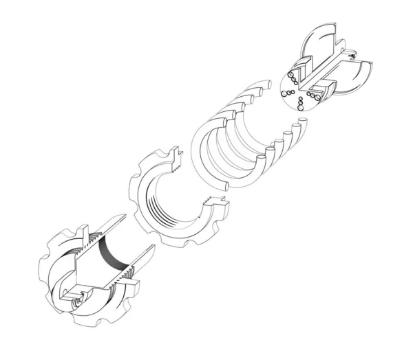 Car Shock Absorber Section View Rendering Black White — Stock Photo, Image