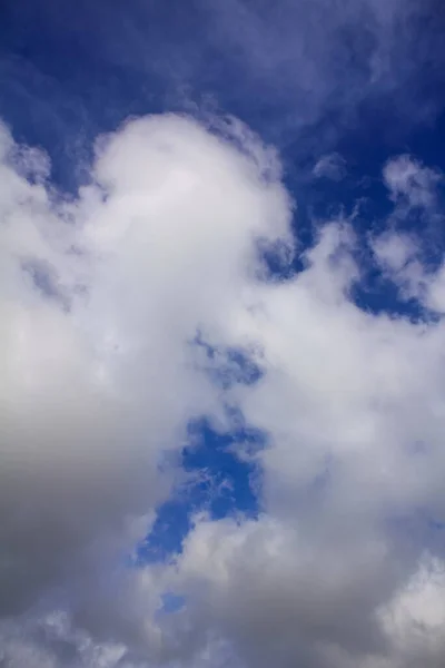 Bottom View Clouds Big White Grey Fluffy Clouds View Background — Stock Photo, Image