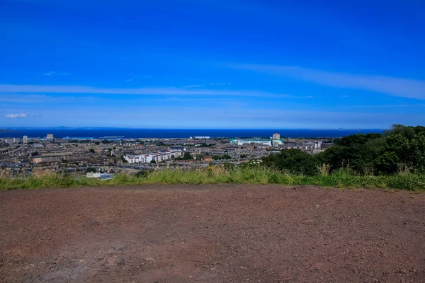 Hoge Hoek Uitzicht Edinburgh Landschap Van Berg Waar Buurt Van — Stockfoto