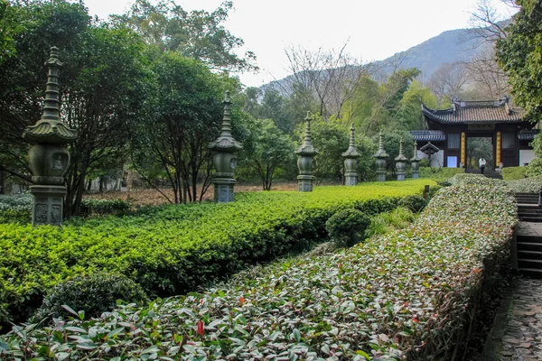 Çin, Hangzhou 'daki Yung fu Tapınağı' nın iç manzarası. Seyahat ve doğa manzarası.