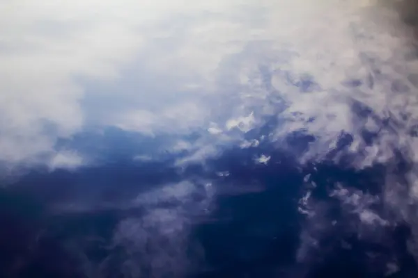 Paisagem Nublada Avião Vista Aérea Céu Azul Nuvens Brancas Cena — Fotografia de Stock