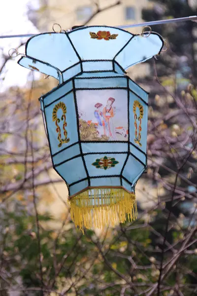 Close-up of the Chinese traditional lantern with Chinese style painting for Chinese mid-autumn festival or Chinese new year in Hong Kong. Festival celebration concept.