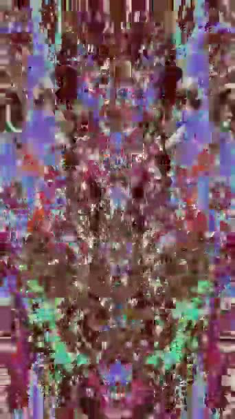 Power Flowers Vertical Glitch Psychedelic Abstract Background Trippy Art Seamless — Stockvideo