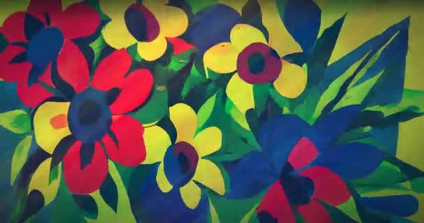 Fields Wildflowers Psychedelic Background Trippy Art Seamless Loop — Stockvideo