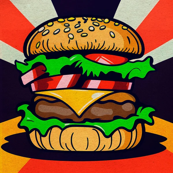Őfelsége Borbély Burger Hamburgerrel Zöldségekkel — Stock Fotó