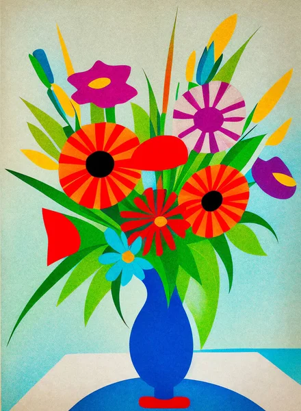 The Spring's Reviving and Refreshing Gift - An illustration of flowers in a blue vase. Colorful flowers in the garden.
