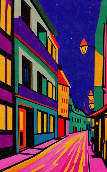 Book Cover Streets Again Painting City Street Night — Stock Photo, Image