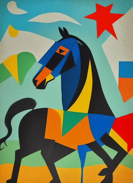 The Noble and Regal Horse - a painting of a horse on a blue background.