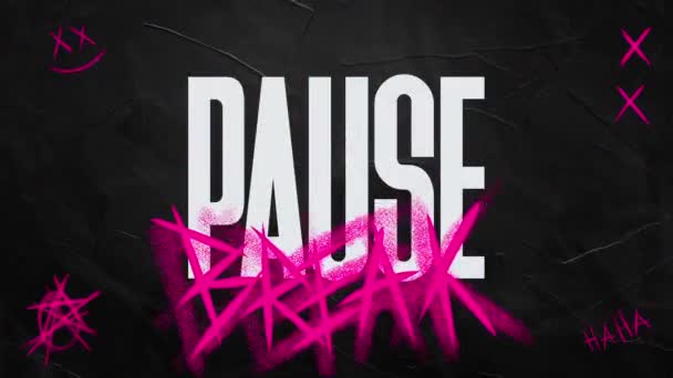 Stream Overlay Grunge Pause Brb Glitch Grunge Banner Noise Graffiti — Αρχείο Βίντεο