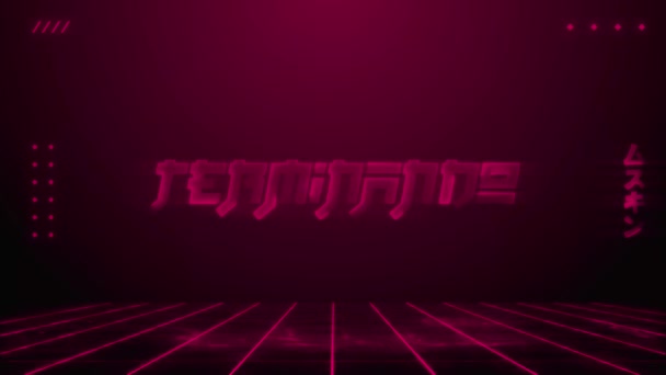 Stream Overlay Neon Cyberpunk Terminando Röd Glöd Bakgrund Loop — Stockvideo