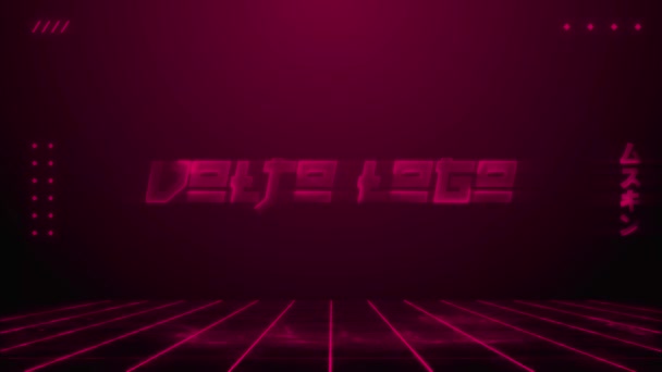 Neon Cyberpunk Volto Logo Overlay Streaming Platform — Stock videók
