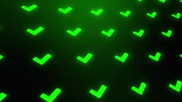 Sfondo Simbolo Controllo Destro Verde Corretto Segno Luminoso Verde Anello — Video Stock