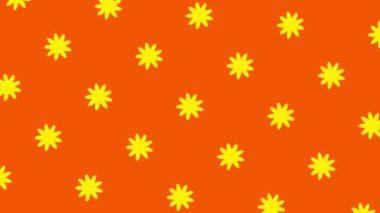 Sarı çiçekli retro model hareket tasarımı, dikişsiz arkaplan ve sonbahar yapraklı kopya alanı