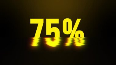 % 75 indirimli metin efekti, Kara Cuma promosyonu, bir yılın 3D simgesi parıltılı altın.