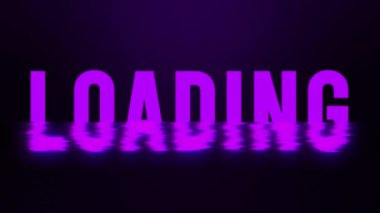 Metin animasyonu alfa mat ile yükleniyor, mor renkli animasyon neon ışığı