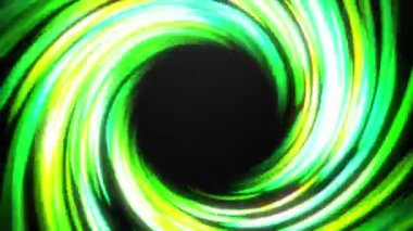 Yeşil portal, dinamik çizgilerle soyut bir arkaplan etrafında dönüyor ve bir enerji tüneli döngüsü oluşturuyor.