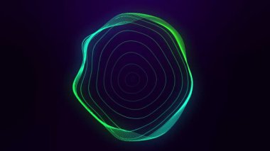 Soyut parlayan bir küre ve enerji ışıklarıyla yeşil ses dalgaları.