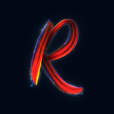 Bright Colorful letter isolated on Black background. 