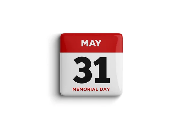 3d illustration of calendar with 31 May Calendar on white background. Thirty-one of May . Memorial Day